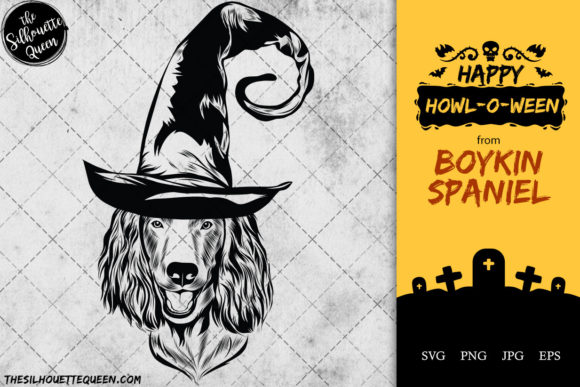 Boykin Spaniel Dog in Witch Hat