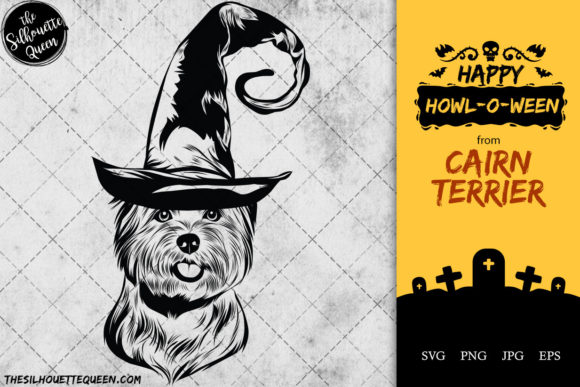 Cairn Terrier Dog in Witch Hat