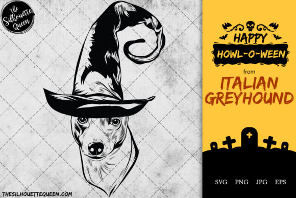 Italian Greyhound Dog in Witch Hat