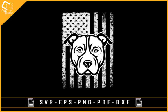 Pitbull and USA Flag Dog Design