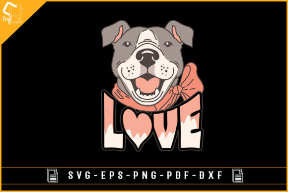 Pitbull Love Dog Sublimation Design